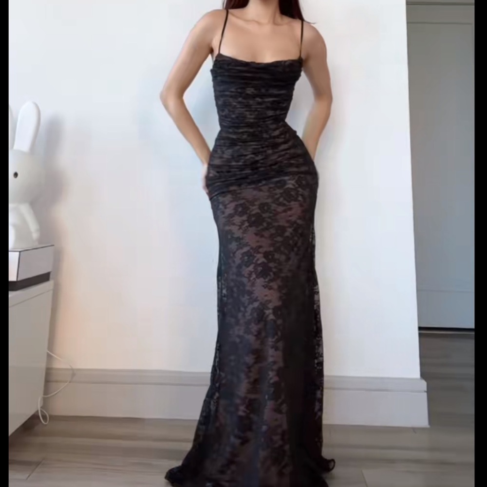 House of CB Black Lace Gown